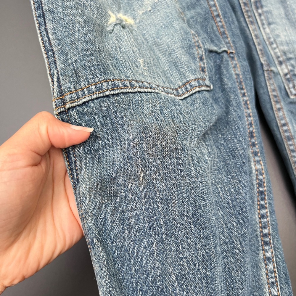 Anthropologie Pilcro The Wanderer Carpenter Jeans Blue Patchwork Utility Size 26 - Picture 5 of 13